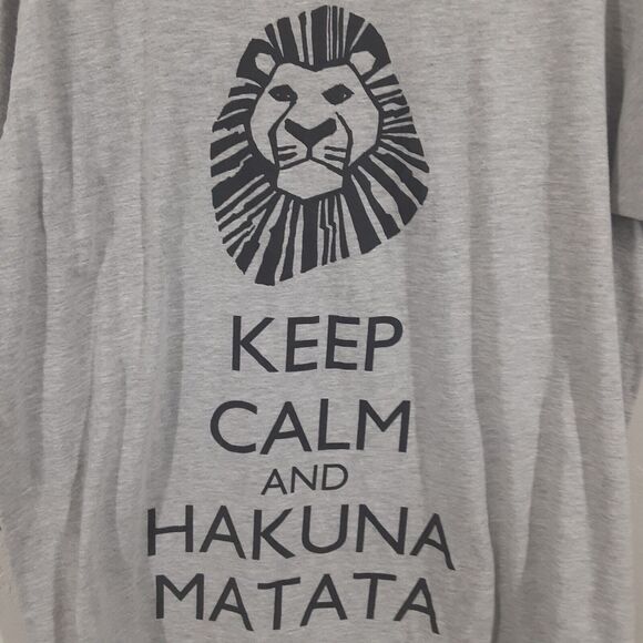 Disney Lion King Adult Mens L Gray Keep Calm Hakuna Matata T Shirt Short Sleeve - Picture 1 of 6